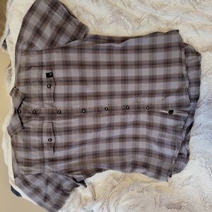 Black Diamond Men's Button down Short Sleeve Shirt, XL, Gray